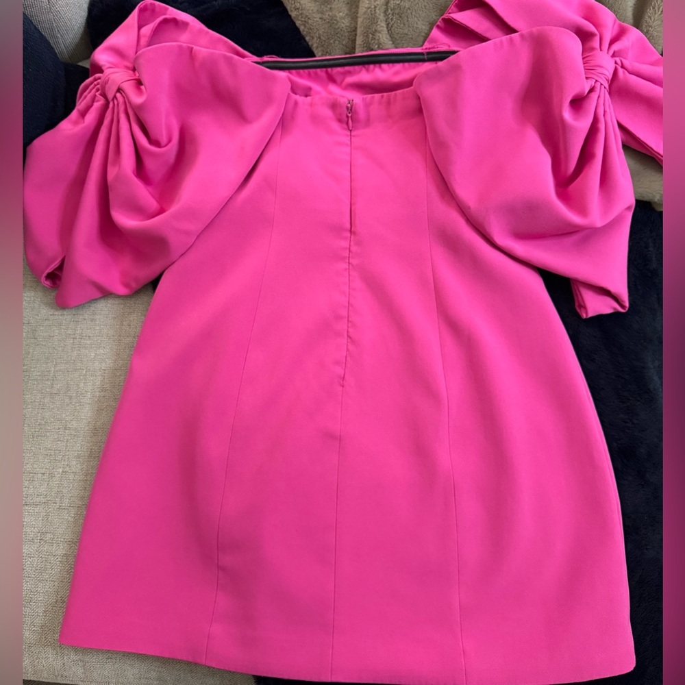 TOCCIN Off the Shoulder, Bow Sleeve Mini Dress in Pink, Size 6 - Picture 8 of 12